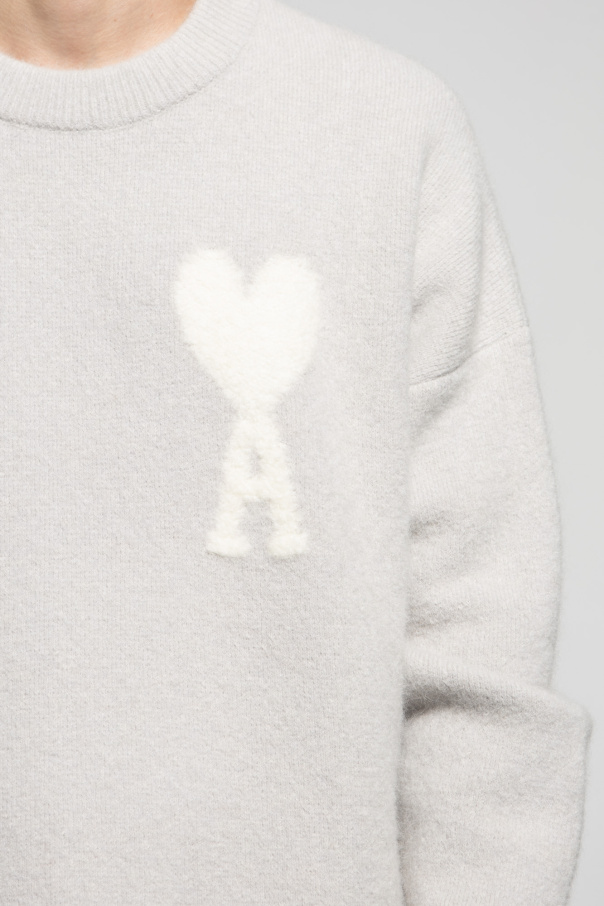 Heather Ash Grey Red Ami De Coeur Sweatshirt | AMI PARIS